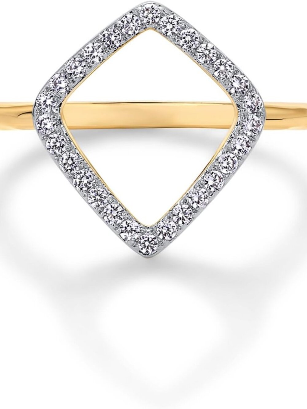 14K Gold Plated Two Toned Mixed Metals Diamond-Shaped Geometric Ring for Women w